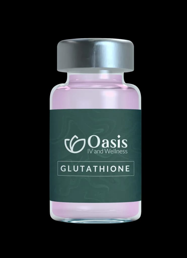 a close up of a vial bottle of glutathione