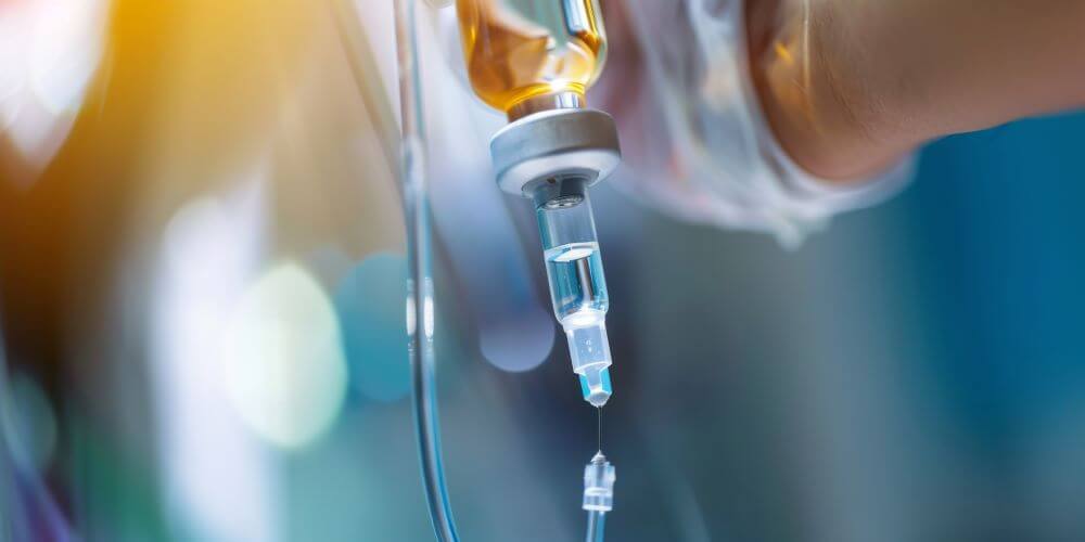 Close-up of an IV drip